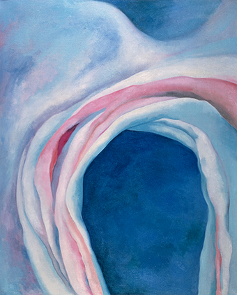 Georgia O'Keeffe, Music - Pink and Blue No. I.Private collection. © Estate of Martin Kippenberger, Galerie Gisela Capitain, Cologne. 