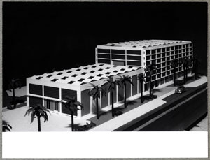 Modern art center model, called Modern Arts Center, to be erected in Baghdad, December 1960