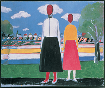 Kazimir Malevich, Two Figures in a Landscape (1931–1932)