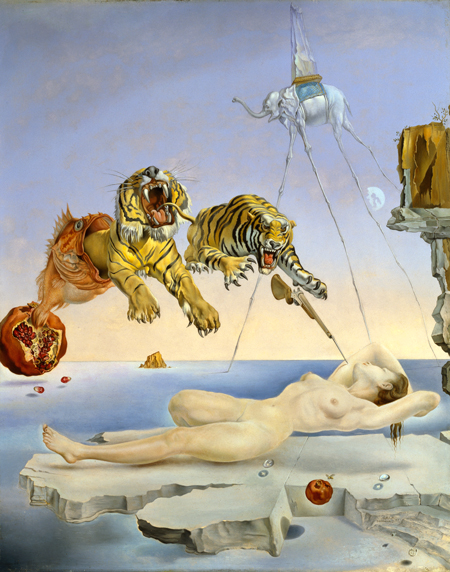 Salvador Dalí. Dream caused by the Flight of a Bee Around a Pomegranate one second before awakening, c. 1944
