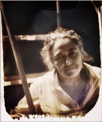 Tacita Dean photographed in her studio In Los Angeles, October 2015 testing New 55 instant film.