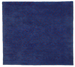 Anni Albers, Red Lines on Blue (1979)